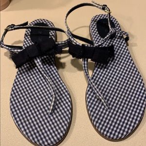 NWOT navy gingham sandals with bow